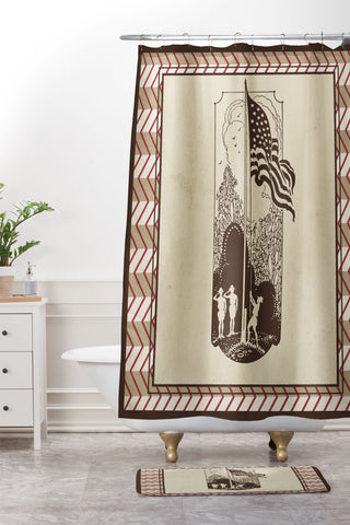 DENY Designs Flag Raisers Striped Square Shower Curtain And Mat