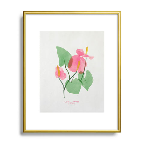 DENY Designs flamingo flower Metal Framed Art Print