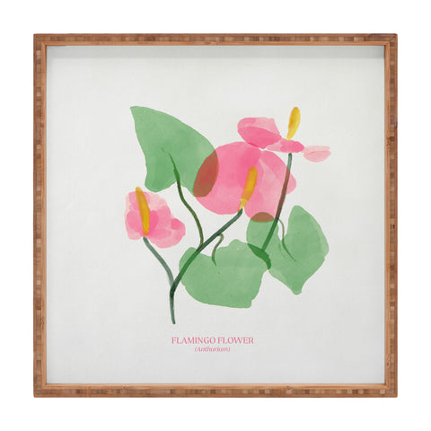DENY Designs flamingo flower Square Tray