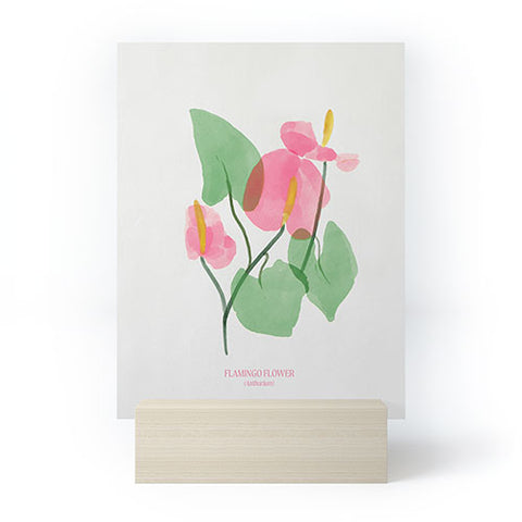 DENY Designs flamingo flower Mini Art Print