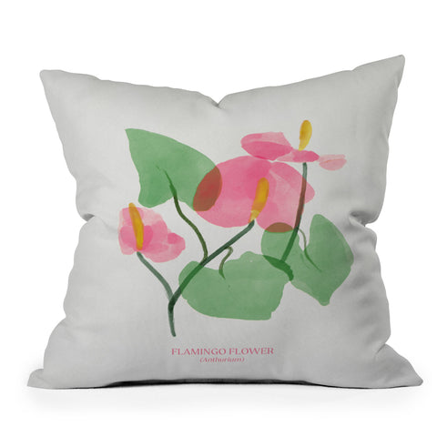 DENY Designs flamingo flower Outdoor Throw Pillow