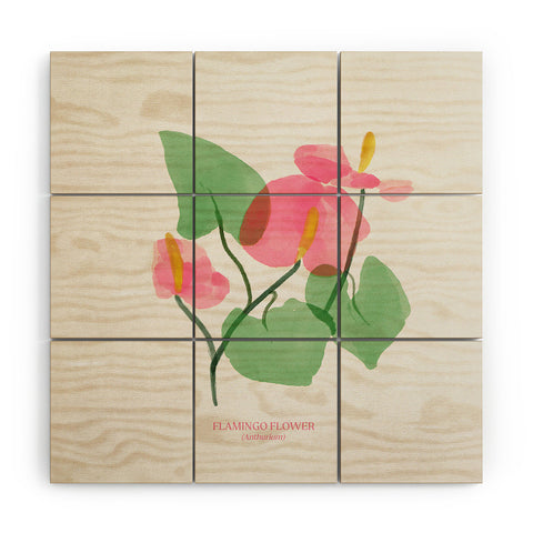 DENY Designs flamingo flower Wood Wall Mural