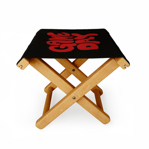 DENY Designs Gameday Black and Red 1 Folding Stool