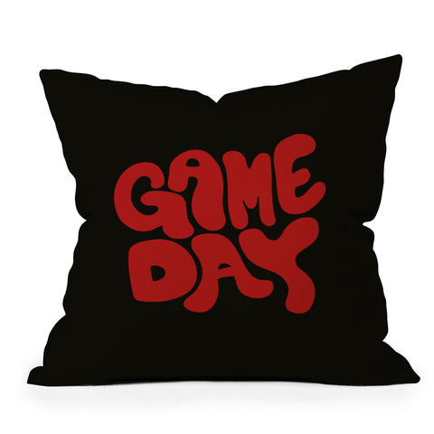 DENY Designs Gameday Black and Red 1 Outdoor Throw Pillow