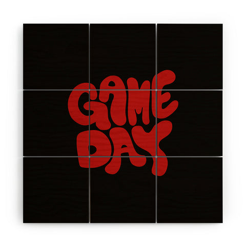 DENY Designs Gameday Black and Red 1 Wood Wall Mural