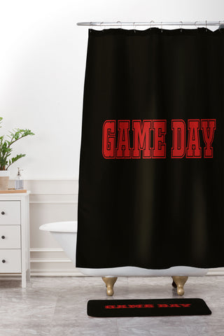 DENY Designs Gameday Black and Red 2 Shower Curtain And Mat