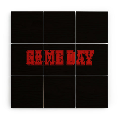 DENY Designs Gameday Black and Red 2 Wood Wall Mural