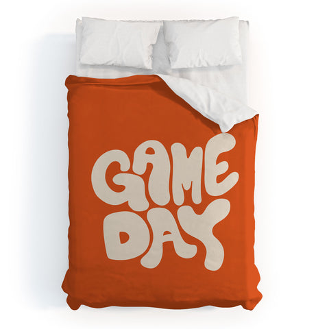 DENY Designs Gameday Orange and White 1 Duvet Cover