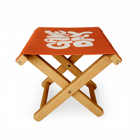 DENY Designs Gameday Orange and White 1 Folding Stool