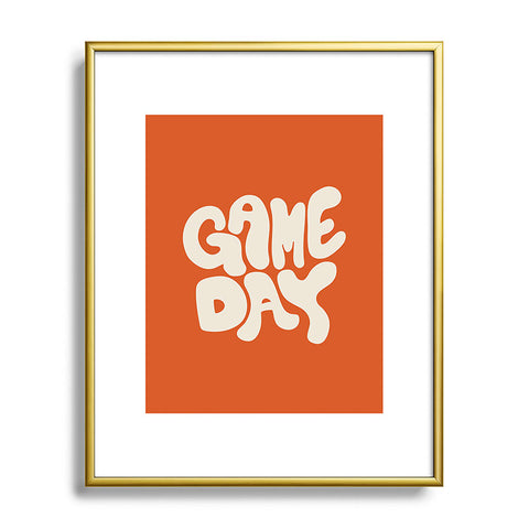 DENY Designs Gameday Orange and White 1 Metal Framed Art Print