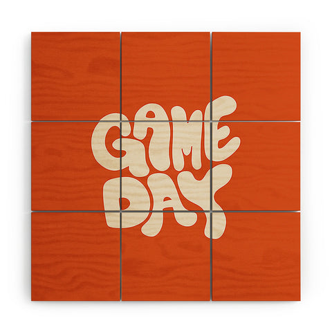 DENY Designs Gameday Orange and White 1 Wood Wall Mural