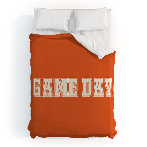 DENY Designs Gameday Orange and White 2 Duvet Cover