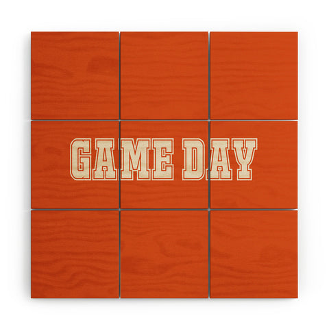 DENY Designs Gameday Orange and White 2 Wood Wall Mural