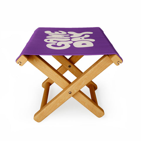 DENY Designs Gameday Purple and White 1 Folding Stool