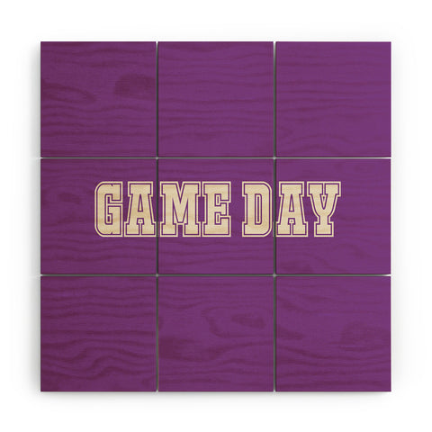 DENY Designs Gameday Purple and White 2 Wood Wall Mural
