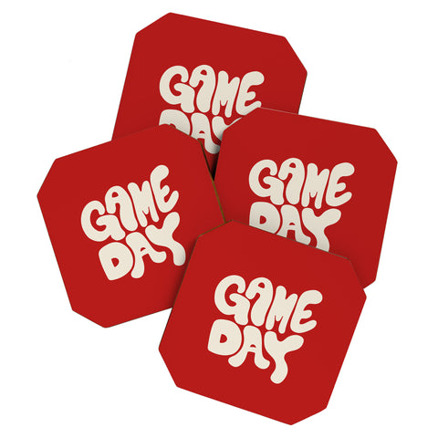 DENY Designs Gameday Red and White 1 Coaster Set