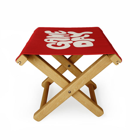 DENY Designs Gameday Red and White 1 Folding Stool