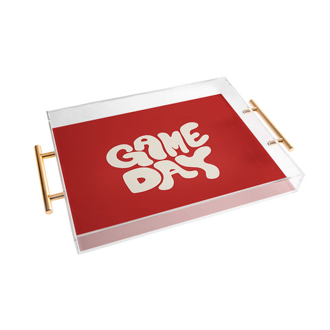DENY Designs Gameday Red and White 1 Acrylic Tray