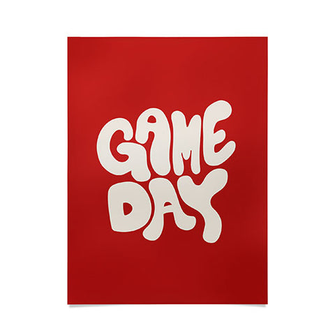 DENY Designs Gameday Red and White 1 Poster