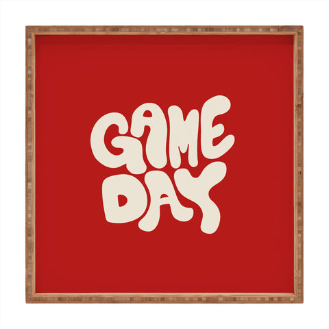 DENY Designs Gameday Red and White 1 Square Tray