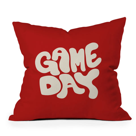 DENY Designs Gameday Red and White 1 Outdoor Throw Pillow