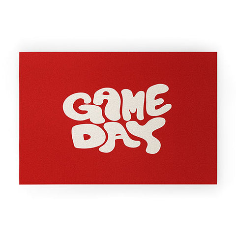 DENY Designs Gameday Red and White 1 Welcome Mat