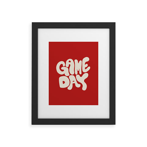 DENY Designs Gameday Red and White 1 Framed Art Print