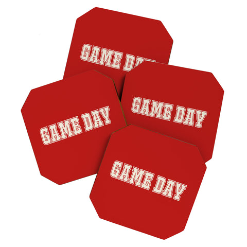 DENY Designs Gameday Red and White 2 Coaster Set