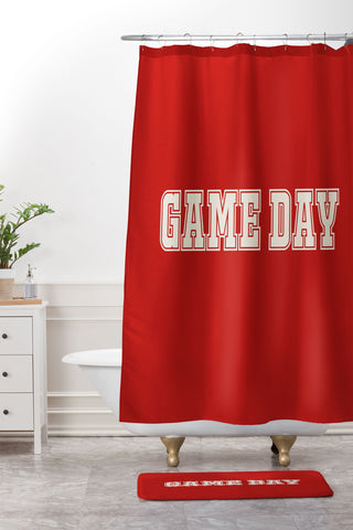 DENY Designs Gameday Red and White 2 Shower Curtain And Mat