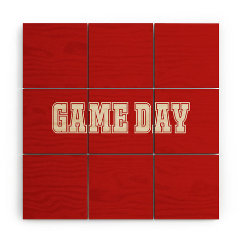 DENY Designs Gameday Red and White 2 Wood Wall Mural