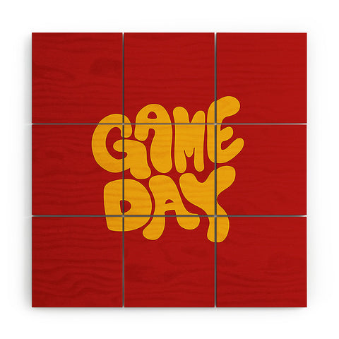 DENY Designs Gameday Red and Yellow 1 Wood Wall Mural