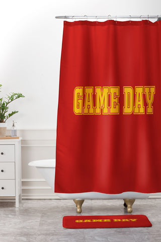 DENY Designs Gameday Red and Yellow 2 Shower Curtain And Mat