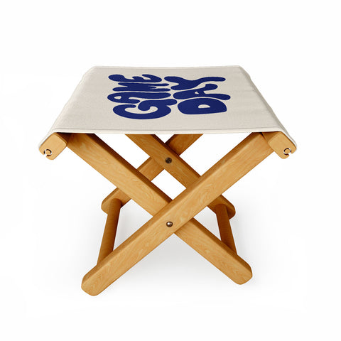 DENY Designs Gameday White and Navy 1 Folding Stool