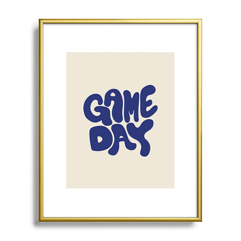 DENY Designs Gameday White and Navy 1 Metal Framed Art Print