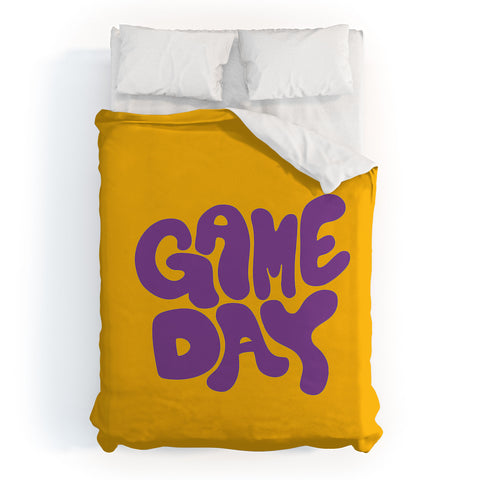 DENY Designs Gameday Yellow and Purple 1 Duvet Cover