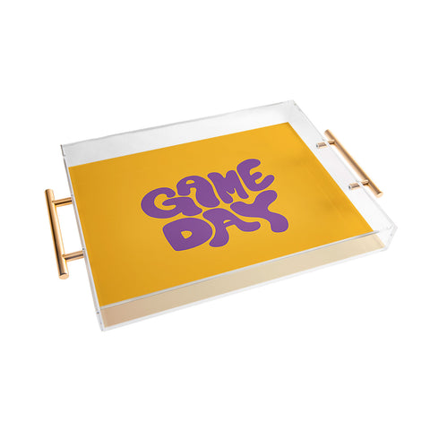 DENY Designs Gameday Yellow and Purple 1 Acrylic Tray
