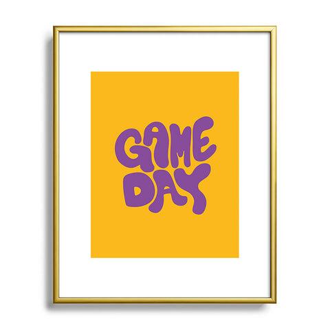 DENY Designs Gameday Yellow and Purple 1 Metal Framed Art Print