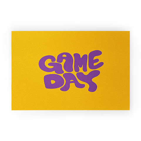 DENY Designs Gameday Yellow and Purple 1 Welcome Mat