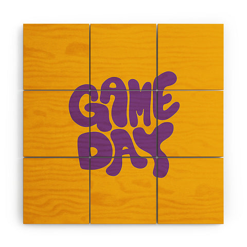 DENY Designs Gameday Yellow and Purple 1 Wood Wall Mural