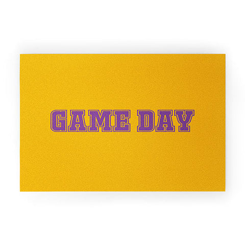 DENY Designs Gameday Yellow and Purple 2 Welcome Mat