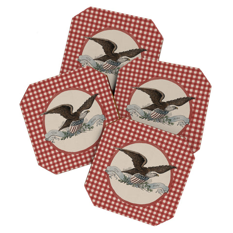 DENY Designs Gingham Eagle Coaster Set
