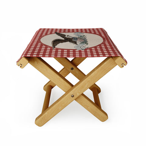 DENY Designs Gingham Eagle Folding Stool