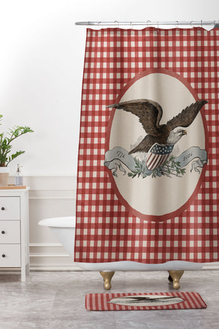 DENY Designs Gingham Eagle Shower Curtain And Mat