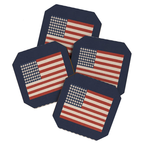 DENY Designs Gingham Flag Coaster Set