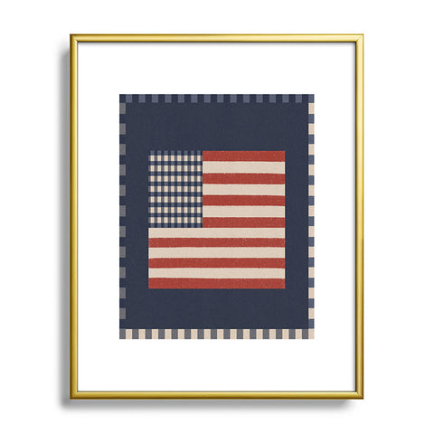 DENY Designs Gingham Flag Metal Framed Art Print