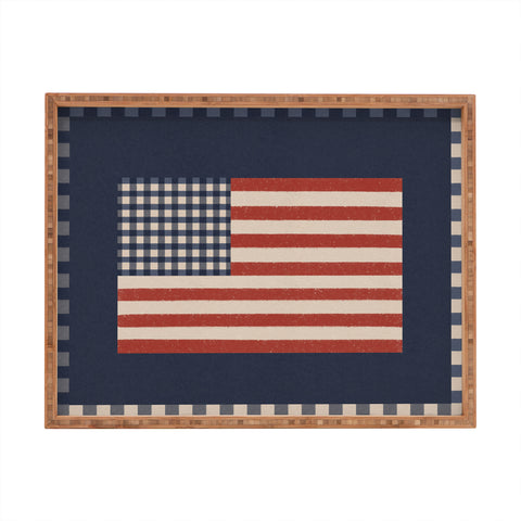 DENY Designs Gingham Flag Rectangular Tray