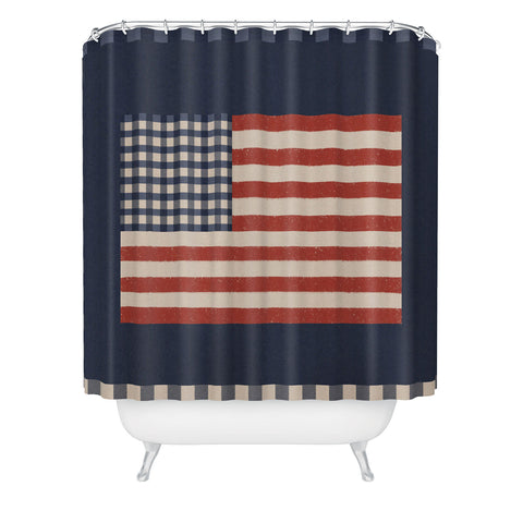 DENY Designs Gingham Flag Shower Curtain