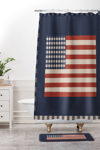 DENY Designs Gingham Flag Shower Curtain And Mat
