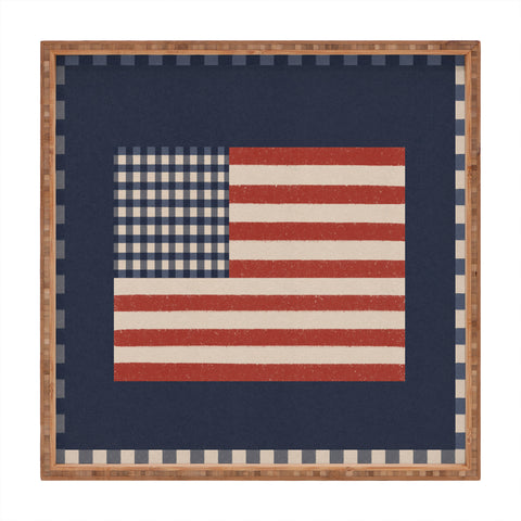 DENY Designs Gingham Flag Square Tray