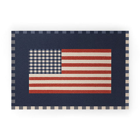 DENY Designs Gingham Flag Welcome Mat